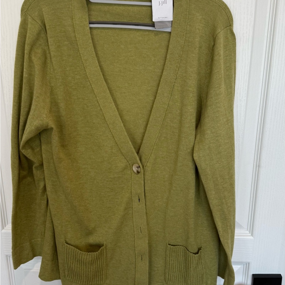 J. Jill Sage Green Cardigan Sweater